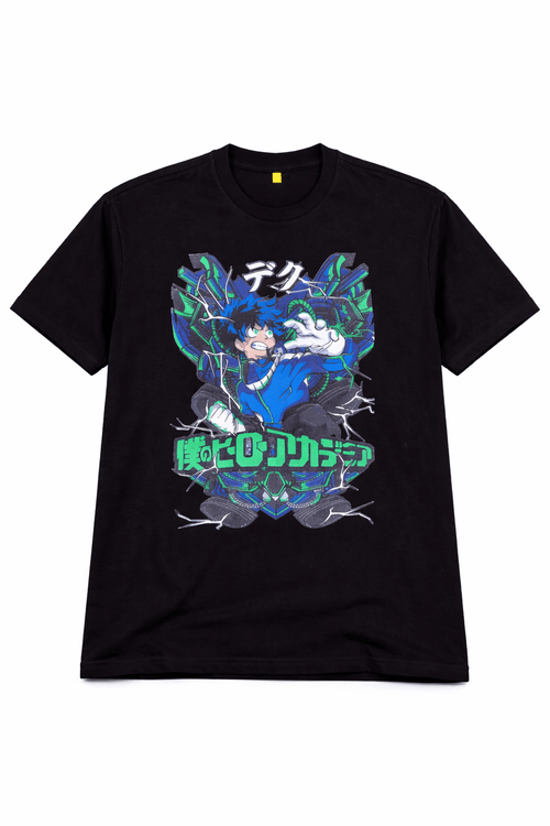 Anime Deku Graphic T-Shirt for Men | Premium French Terry Cotton 240 GSM Black Tee - Ghelo.Store
